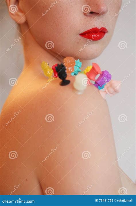 Woman with red lipstick stock photo. Image of bizarre - 79481726