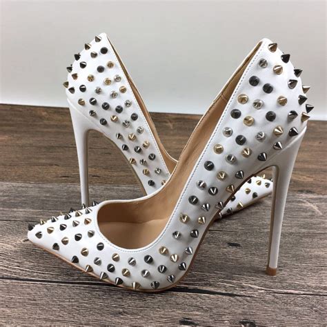 New lady high heels rivets shoes exclusive patent brand PU leather Ms. 10cm12cm female high ...