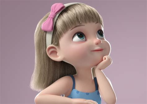 Cute Girl Cartoon Characters 3d