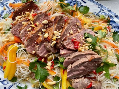 Recipe: BBQ Duck Rice Noodle Salad with Peanuts