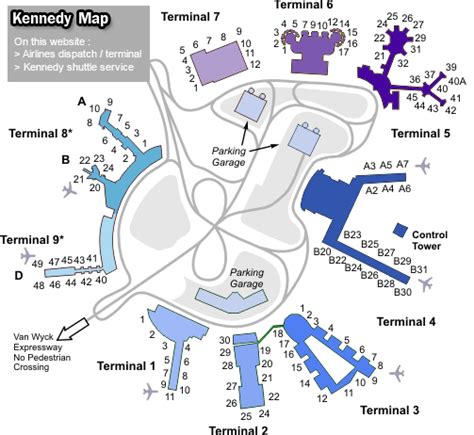 Kennedy JFK airport terminal map & airlines