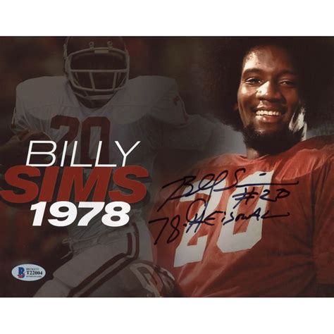 Billy Sims Signed Oklahoma Sooners 8x10 Photo Inscribed "78 Heisman ...