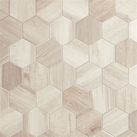 flooring material #flooring Hexagon Wood White 24 cm x 27.7 cm - Baked ...