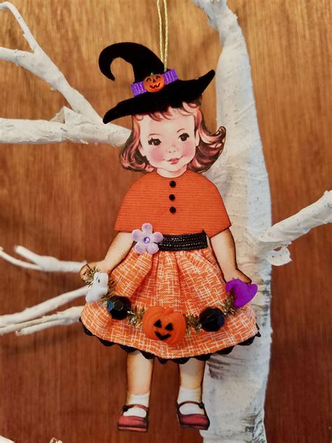 Handmade Halloween Paper Doll Ornament