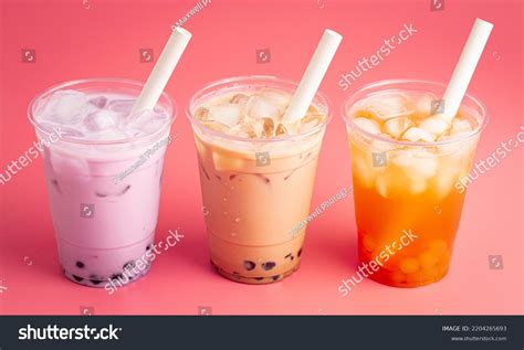 Three Types Boba Tea On Pink Stock Photo 2204265693 | Shutterstock