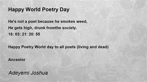 Happy World Poetry Day by Joshua Adeyemi - Happy World Poetry Day Poem