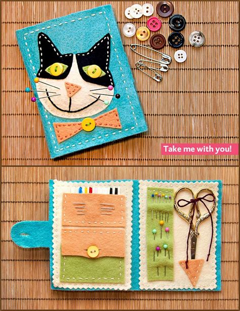 DIY: Felt Travel Sewing "Kit"ty Tutorial Sewing Kits Diy, Felt Sewing ...