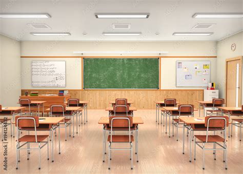 School classroom interior. 3d illustration Stock Illustration | Adobe Stock