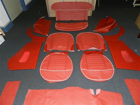 Leather Triumph TR3 interior kit fits models with slant rear floor Sierra Red** | eBay