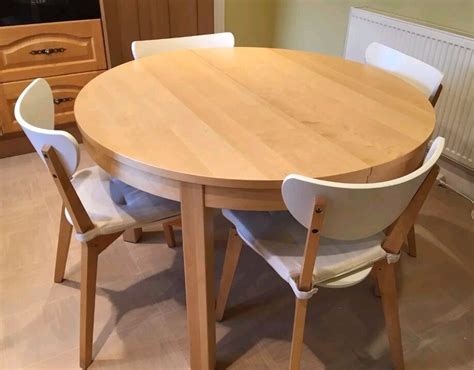 Ikea Round Dining Table Solid Wood Extendable With Chairs Oak Bay | Hot Sex Picture