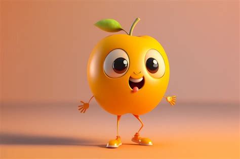 Premium Photo | Happy apricot cartoon character generative ai