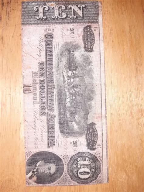 TEN DOLLAR CONFEDERATE States America 1864 $20.00 - PicClick