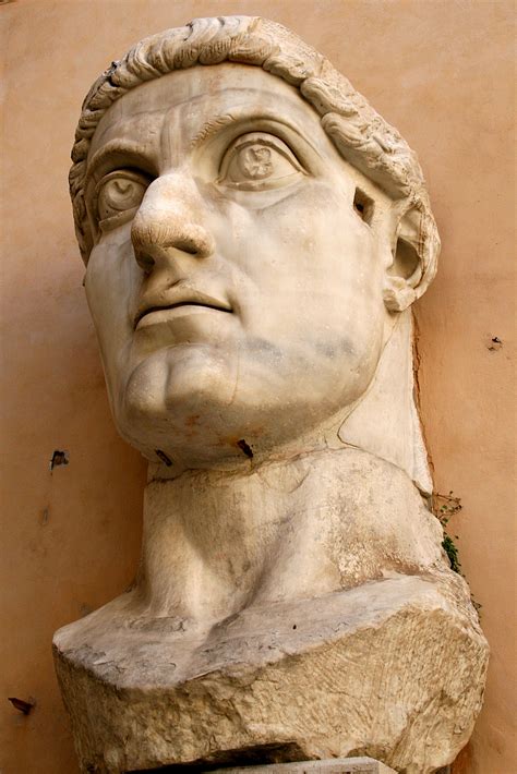 Head of Constantine's colossal statue at the Capitoline Museums. The original statue of marble ...