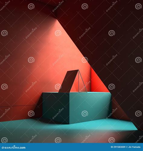 Minimalist Interior Design, 3D Render, Empty Room with Blue and Red Walls Stock Illustration ...
