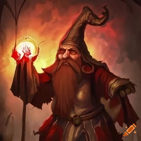 French renaissance dwarf wizard casting red magic on Craiyon