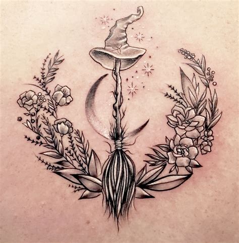 Floral Moon Witch Tattoo | Wiccan tattoos, Witch tattoo, Halloween tattoos