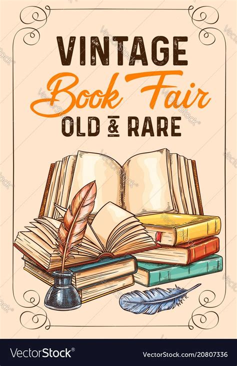 Sketch poster of old rare vintage books vector image on VectorStock | Vintage books, Pamphlet ...