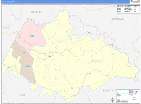 Wolfe County, KY Wall Map Color Cast Style by MarketMAPS - MapSales.com