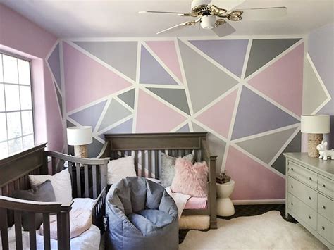 Home Decor // Geometric Accent Painted Wall – Girl’s Room in 2021 | Girls room paint, Feature ...