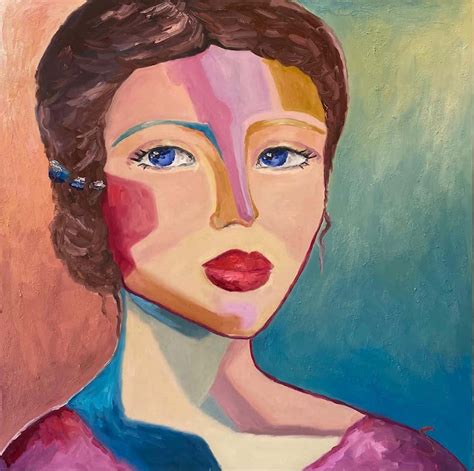 Sveta Hessler - "Portrait of a young woman" Oil on Canvas 40" x 40" by Sveta For Sale at 1stDibs