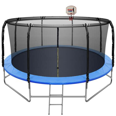 14 FT Trampoline with Basketball Hoop, Safety Enclosure Net, Waterproof ...