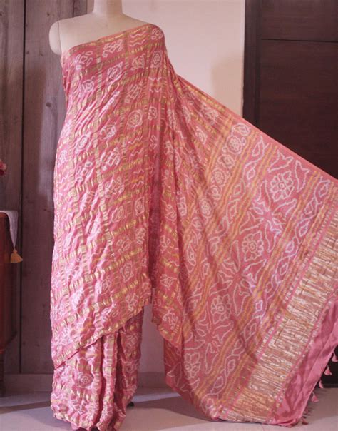 Dusty Pink Gharchola Pure Gajji Silk Bandhani Saree - Etsy