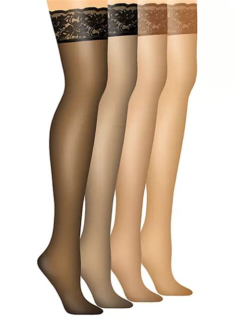 Hanes® Silk Reflections Lace Top Thigh High | belk