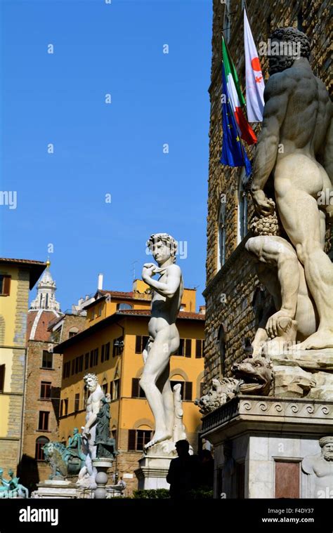 Statues in Piazza della Signoria in Florence italy Stock Photo - Alamy