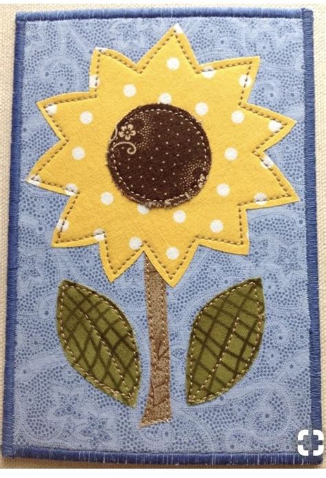 Sunflower Appliqué | Fabric cards, Fabric postcards, Embroidery cards