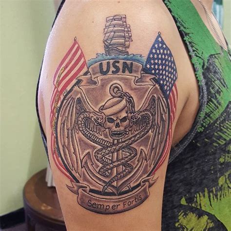 US Navy Corpsman Shoulder Tattoo | Veteran Ink