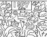 I Spy Cats Coloring Page Printout Instant Download Search And Count  sketch template