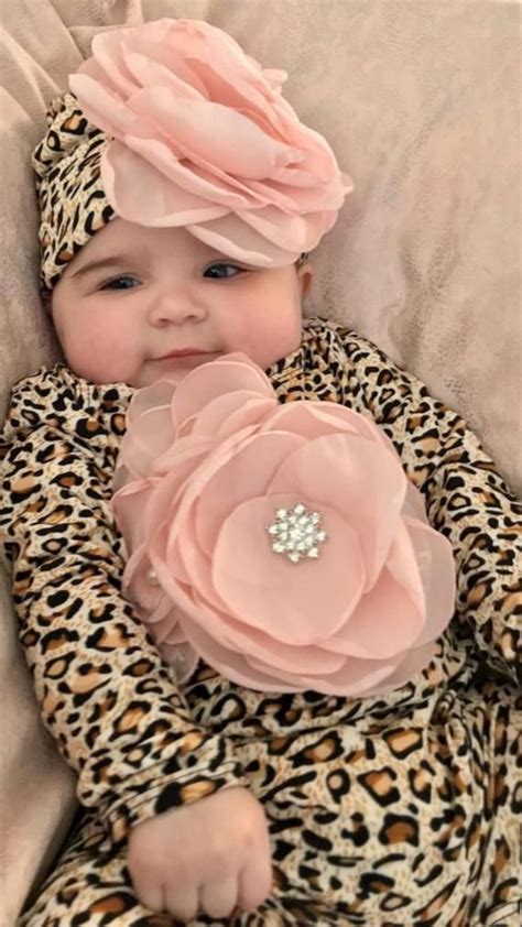 Infant Leopard Layette Cotton Baby Romper with Large Flower On | Etsy ...