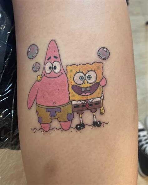 Spongebob And Patrick Tattoo by @allanaink - Tattoogrid.net