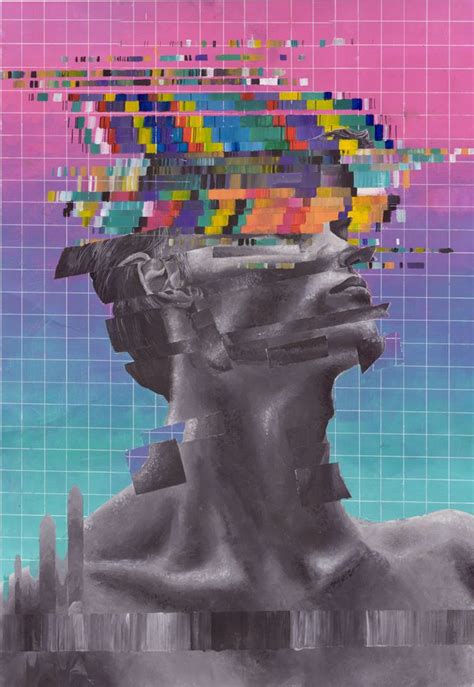 glitch portrait in a digital style, painted with acrylics. Art Print by Finn Ireland - X-Small ...