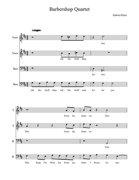 Barbershop Quartet Sheet music for Voice | Download free in PDF or MIDI | Musescore.com