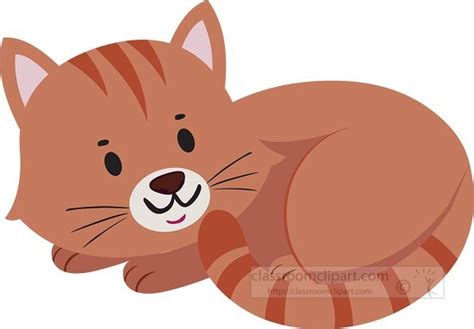 Cat Clipart-cute cuddly cat curled light brown kittie cat