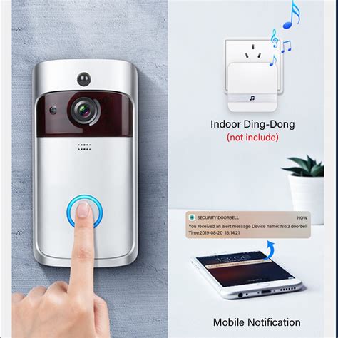 Video Doorbell, WiFi Smart Wireless Doorbell HD Security Camera Two-Way Talk Video, Indoor Chime ...