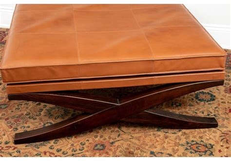Very Fine Leather Top X Base Table/ Ottoman For Sale at 1stDibs