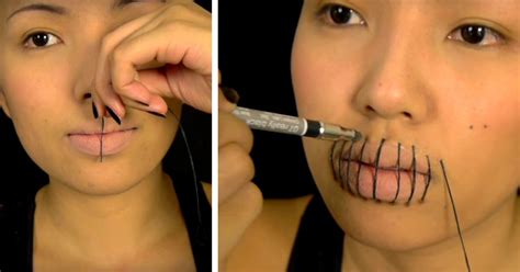 This Quick Stitched Mouth Halloween Makeup Is Not Worth Missing – Cute ...