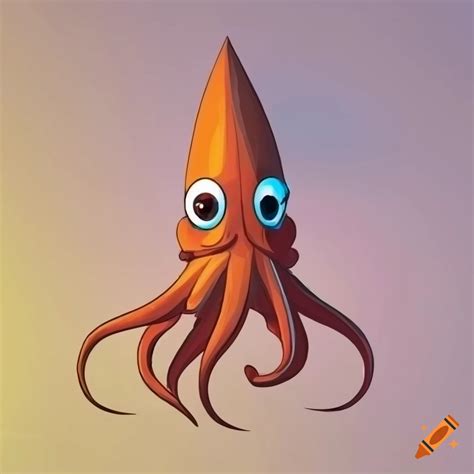 Cartoon drawing of an orange squid on Craiyon