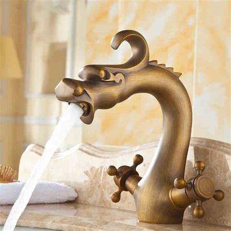 Free Shipping European Style Antique Brass Water Tap Bathroom Faucet Single Hole Basin Faucet ...