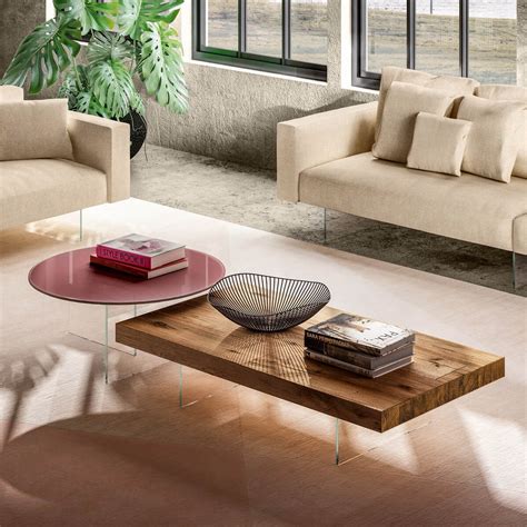 Contemporary coffee table - Air - LAGO - lacquered wood / glass base / rectangular