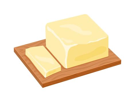 Butter on a wooden stand. A piece of cut butter. Vector illustration 3987968 Vector Art at Vecteezy