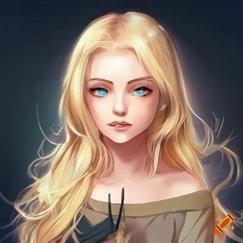 Anime woman with blue eyes and blonde hair on Craiyon