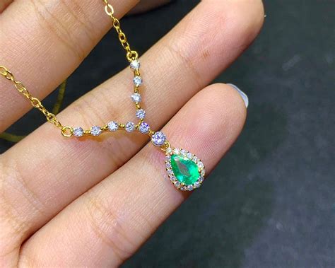 46mm Drop Genuine Emerald Pendant Natural Emerald Necklace | Etsy