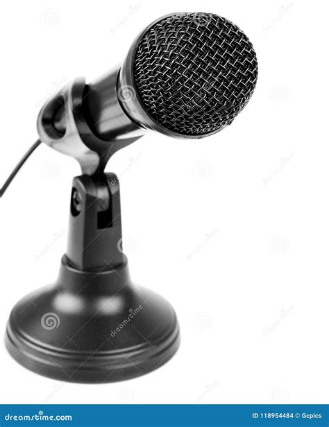 A Close Up Of A Black Microphone On A Stand Stock Photo - Image of isolated, sing: 118954484