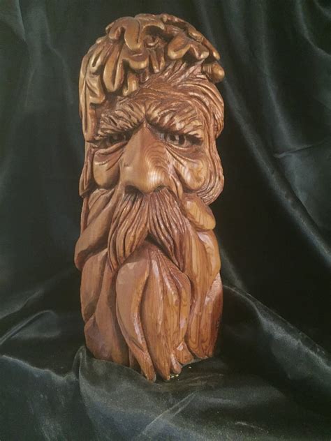 Wood Carved Wizard Oak Leaf Wizard Wood Sculpture - Etsy