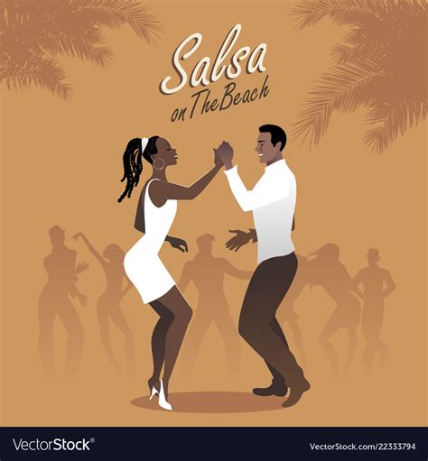 Young afro american couple dancing salsa Vector Image