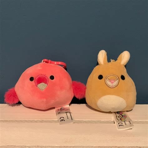 Squishmallows | Toys | Cookie The Flamingo And Keely The Kangaroo Clip On Mini Squishmallows ...