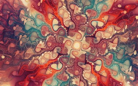 Red, blue, and white floral illustration, fractal, abstract, artwork HD wallpaper | Wallpaper Flare
